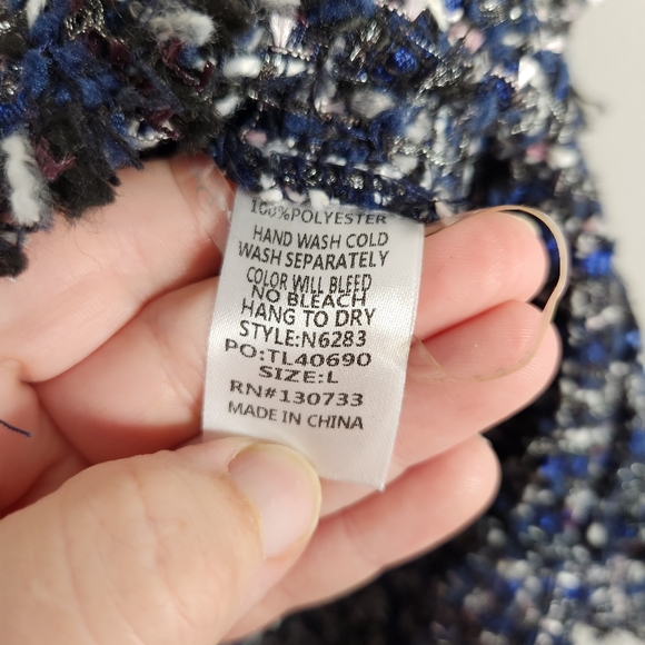 Umgee Skirt NWT womens Large blue white tweed business casual - Picture 3 of 4